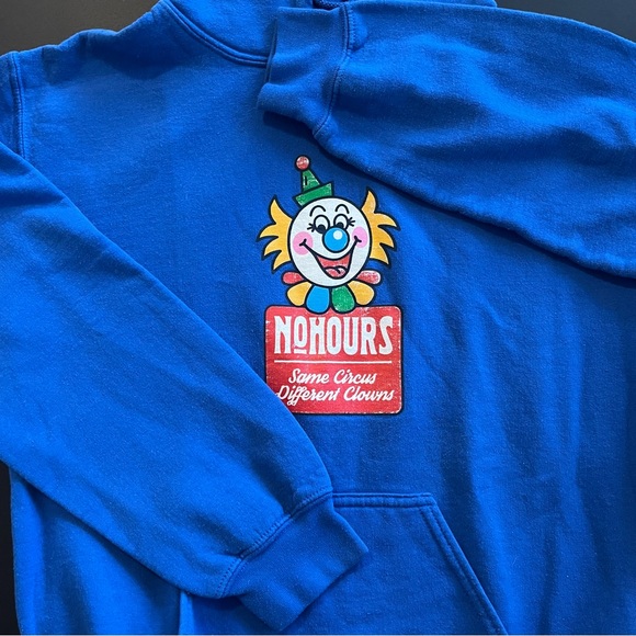 Size S blue hoodie with Clown graphics - Picture 1 of 6
